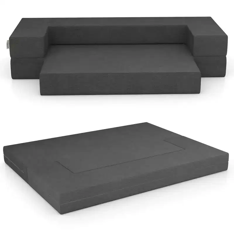 8-Inch Folding Sofa Bed with High-density Foam & Washable Cover Twin/Queen Size