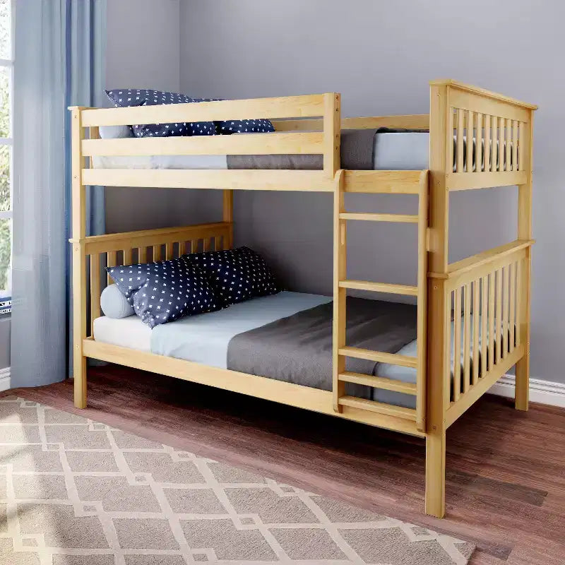 Max & Lily Full over Full Bunk Bed for Kids, Solid Wood Platform Bed, No Box Spring Needed