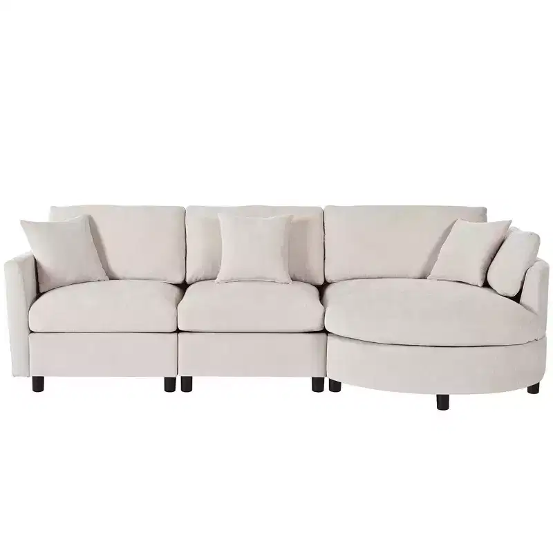 105.5 Upholstered Combination Sofas with Three Pillows and Curved Seat-ModernLuxe