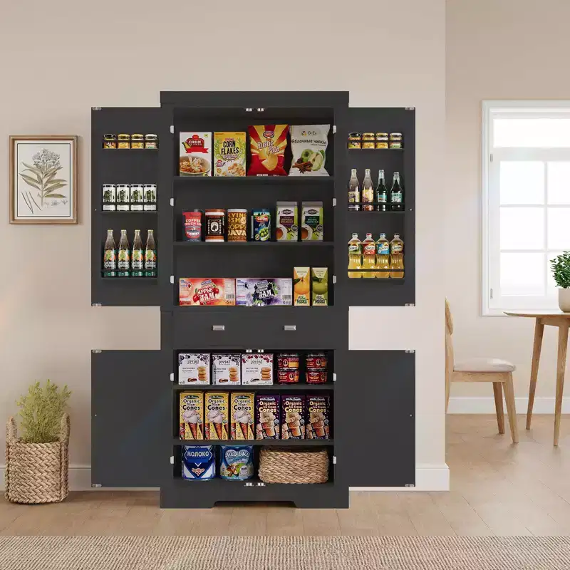 72 Kitchen Pantry Storage Cabinet, with 2 Drawers, 2 Cabinets, 3 Adjustable Shelves, 6 Door Shelves, Freestanding Cupboard for Kitchen & Living Room