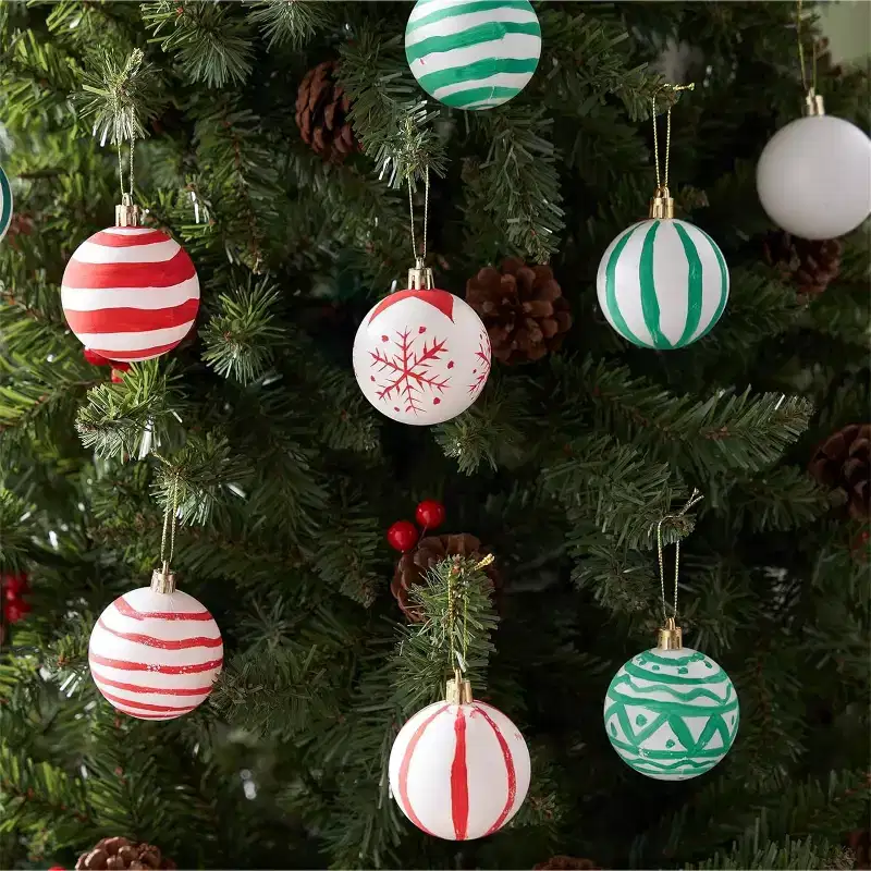 Joyfy Christmas Ornaments, DIY Art & Craft Christmas Tree Decorations Indoor, 12/24ct Blank White Hanging Balls for Xmas Party Favors Supplies