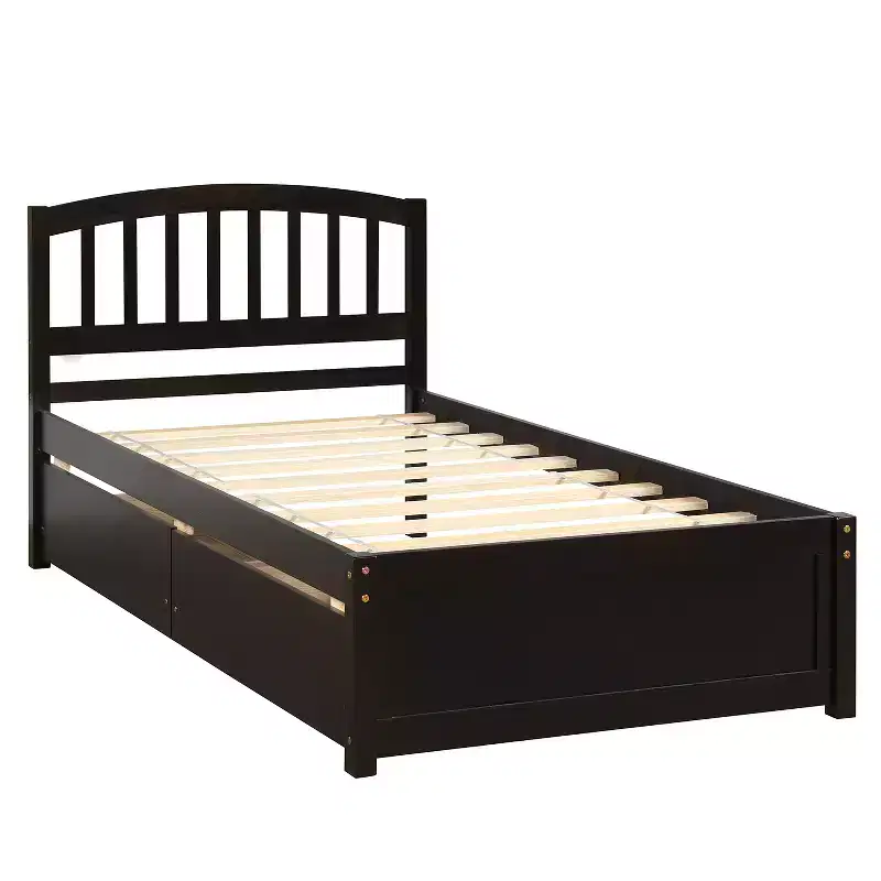 Whisen Elegant Design Twin Size Platform Bed with Two Drawers and Headboard