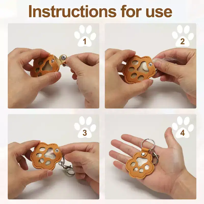 Unique Bargains Pet Fur Storage Keychain Leather Lightweight Compact Pet Memorial Gifts Pet Furniture Accessories 3 Pcs