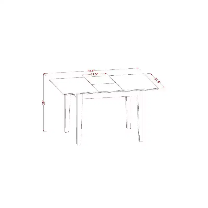 Dining Room Set 5 Piece Table & Chair Set - Rectangle Wood Table with Butterfly Leaf - Kitchen Dinette Furniture