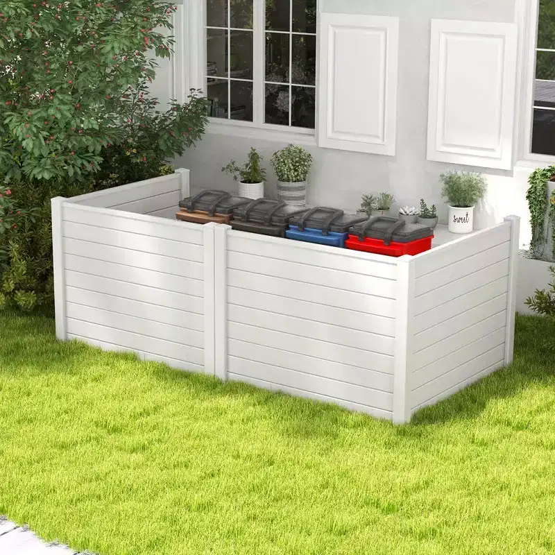 Costway 48L x 37.5H Air Conditioner Fence with 3 Ground Stakes Black/White