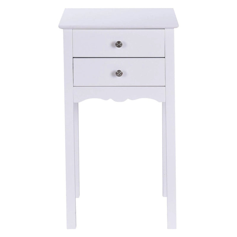 White 2-Drawer Side Table, 16 x 13 x 30 in.