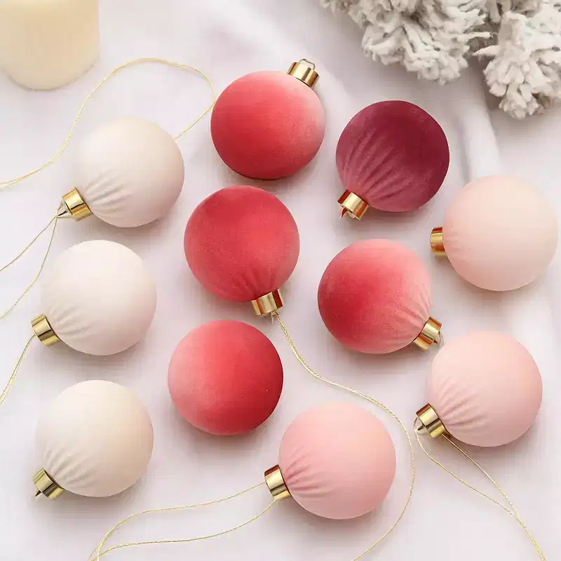 12ct Christmas Balls Ornaments Decor Set, Cloth Wrapped Xmas Balls Hanging Tree Ornaments for Christmas Tree Wreath Garland, 3.15in