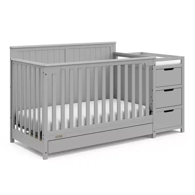 5-in-1 Convertible Crib and Changer with Drawer