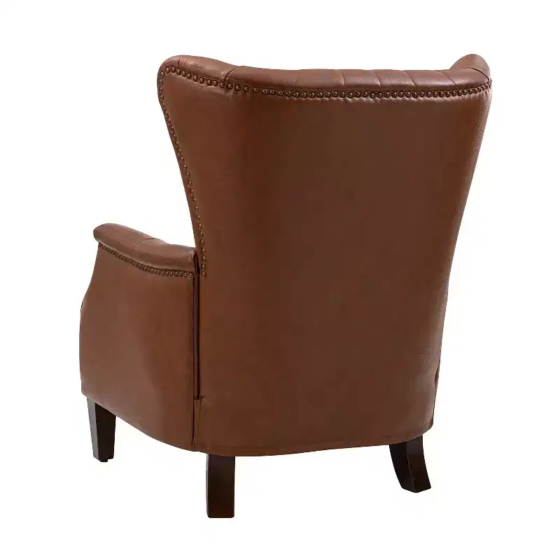 Valerius Genuine Leather Armchair with Nailhead Trims and Solid Wood Legs | HULALA HOME