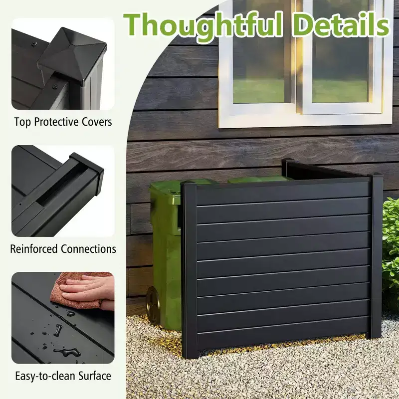 Costway 48L x 37.5H Air Conditioner Fence with 3 Ground Stakes Black/White