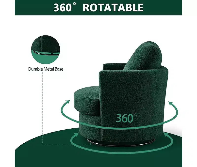 GDFStudio Bertha Swivel Boucle Upholstered 32 Wood and Steel Chair