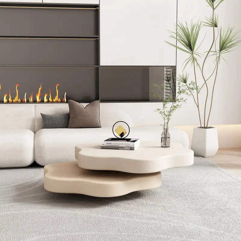 Modern Creative Cloud-Shaped Rotating Coffee Table - Unique Swivel Design Accent Table for Living Room