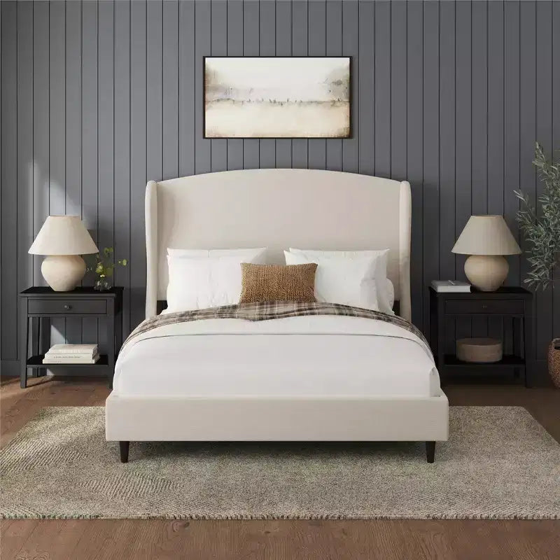 RealRooms Valencia Wingback Platform Bed Frame
