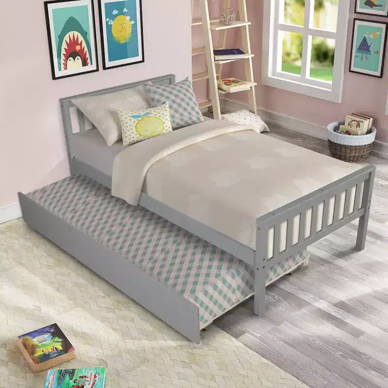 MAYEERTY Twin Bunk Bed Safety Rail Kid-Friendly No Box Spring Needed