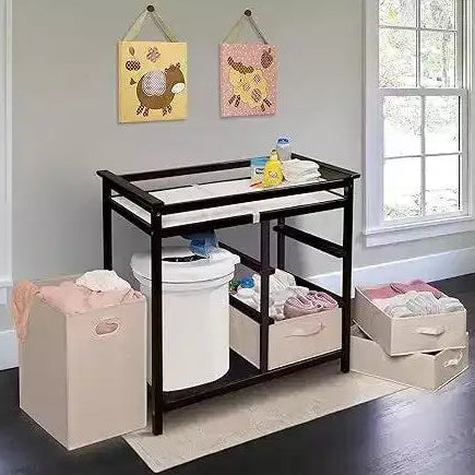 Convertible Baby Changing Table with 3 Storage Baskets & Hamper