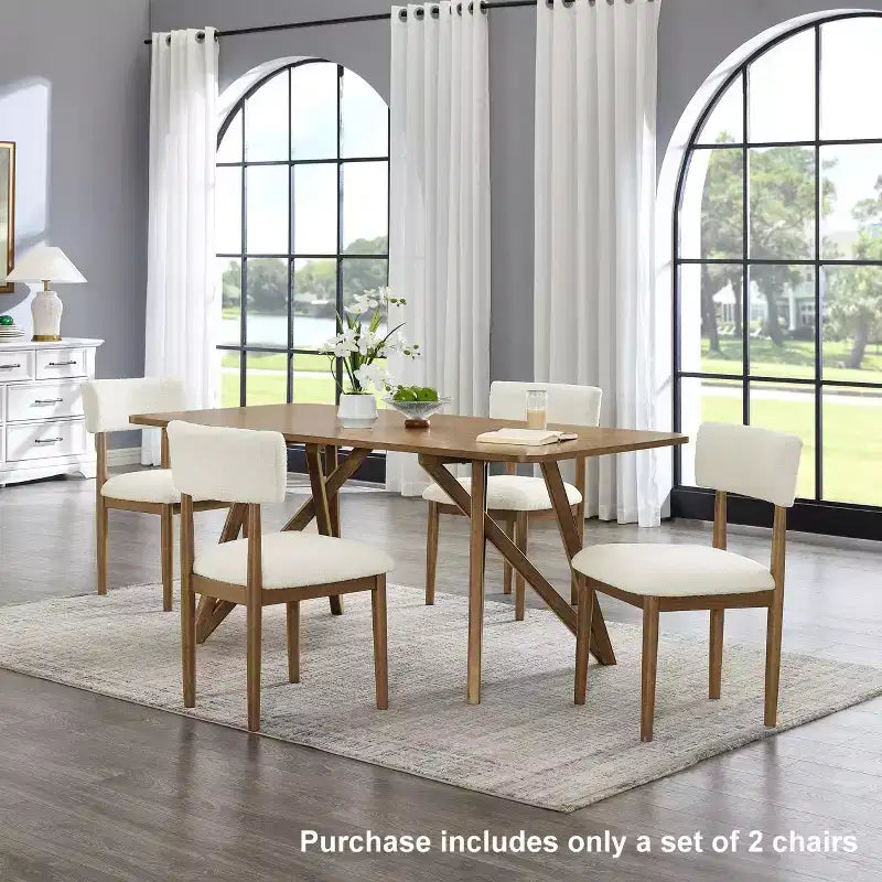 Roundhill Furniture Ellis Boucle Upholstered Dining Chairs, Set of 2