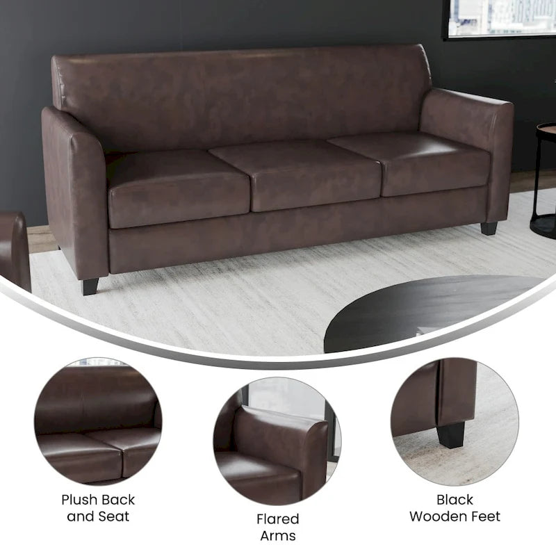 Clean Line Stitched Sofa with Flared Arms - 70W x 29D x 32.25H