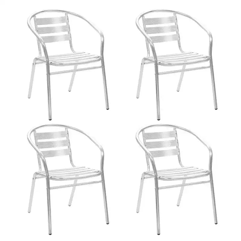vidaXL Dining Set Silver Aluminum Medium Stackable 5 Piece Dining Set