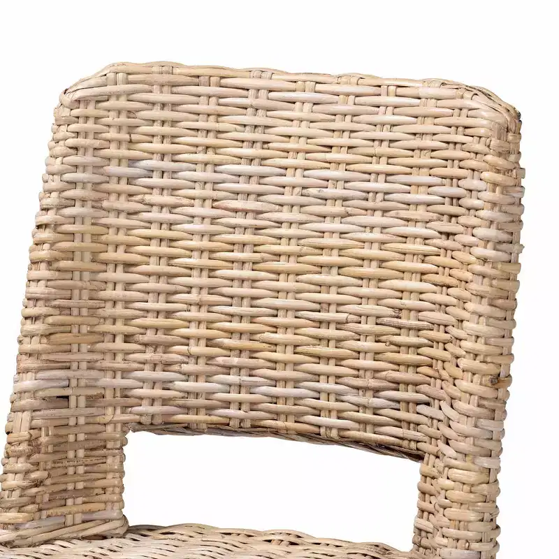 bali & pari Magy Rattan and Mahogany Wood Barstool Kubu Gray/Rustic Taupe