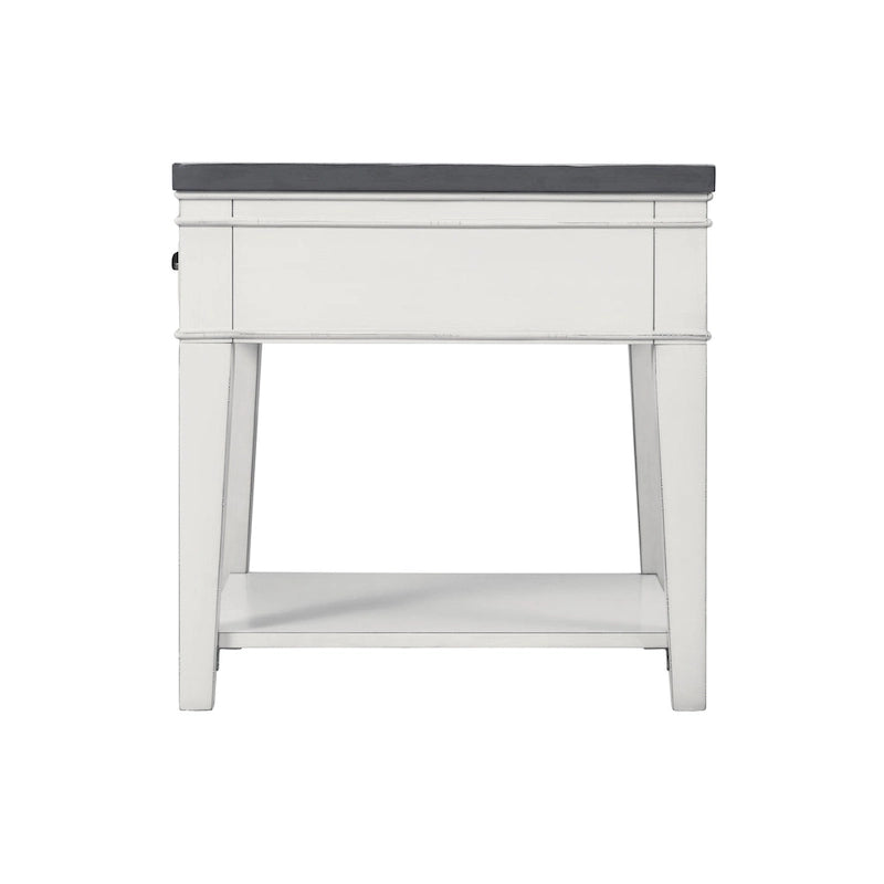 24 White and Grey 1-Drawer End Table
