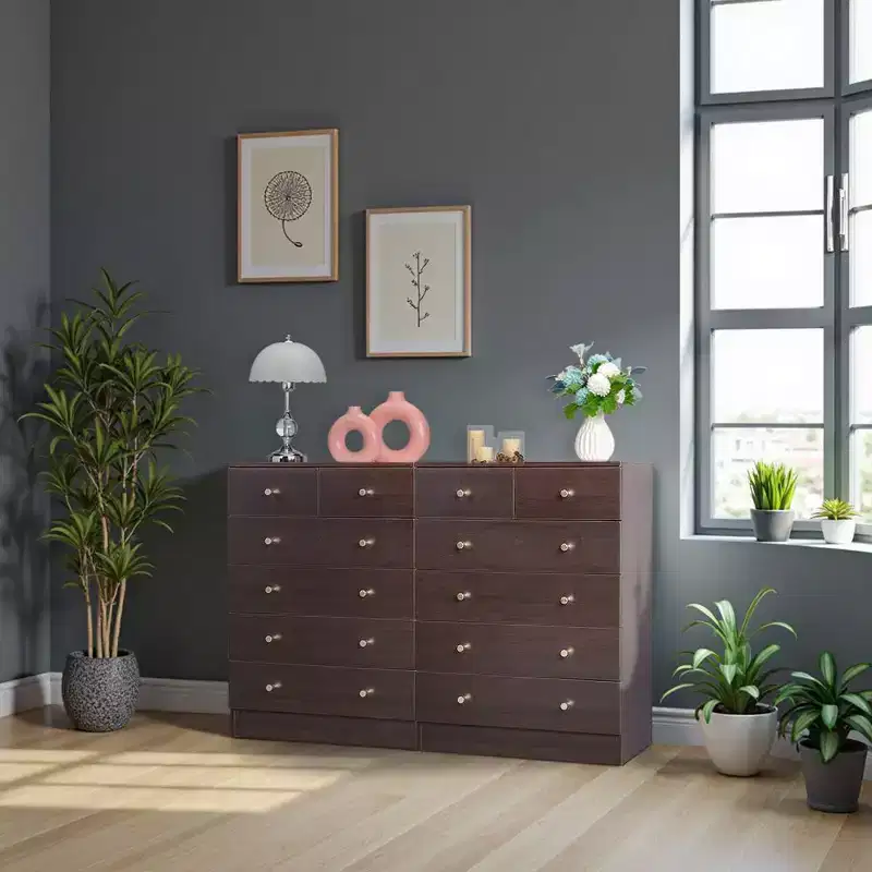 6-Drawer Brown Particle Board Chest of Drawers, 25.98