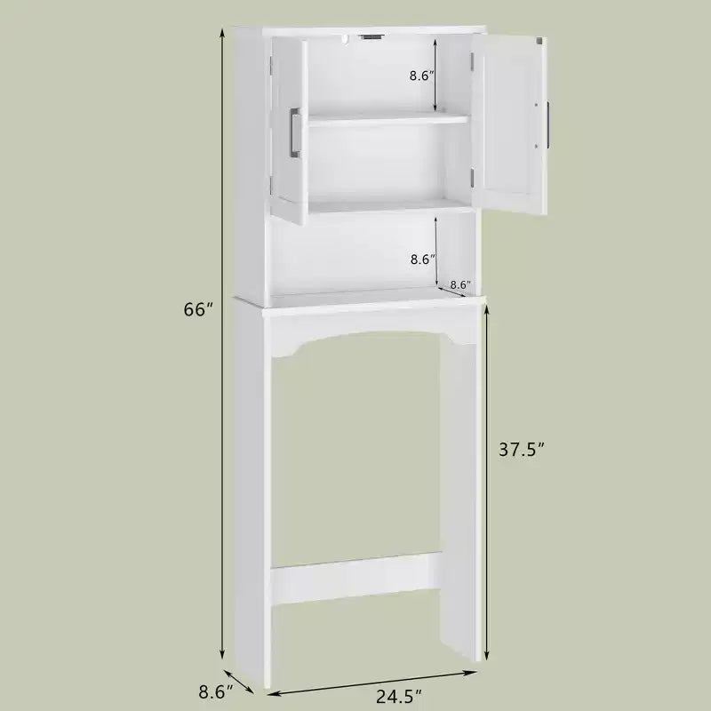 Over-The-Toilet Storage Cabinet with Double Doors and Open Shelf | Freestanding Bathroom Organiser for Toilet & Laundry Room