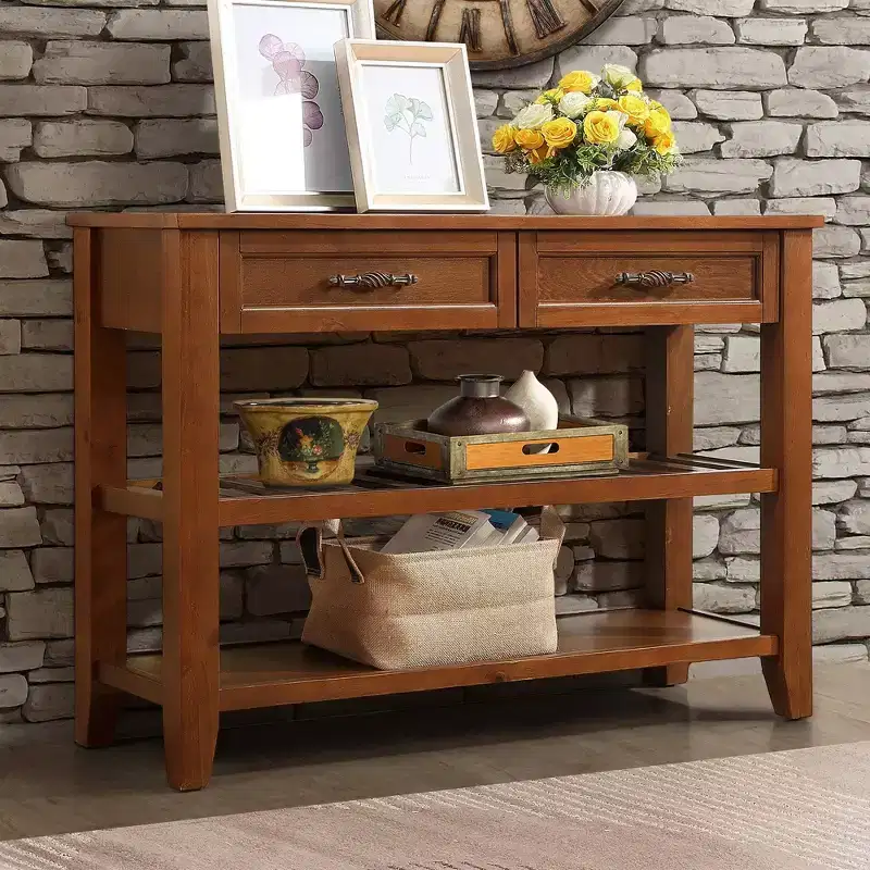 Solid Wood Sideboard Cabinet, Bufft Cabinet with 2 Doors and 2 Shelves, Storage Cabinet for Living Room, Dining Room, Kitchen