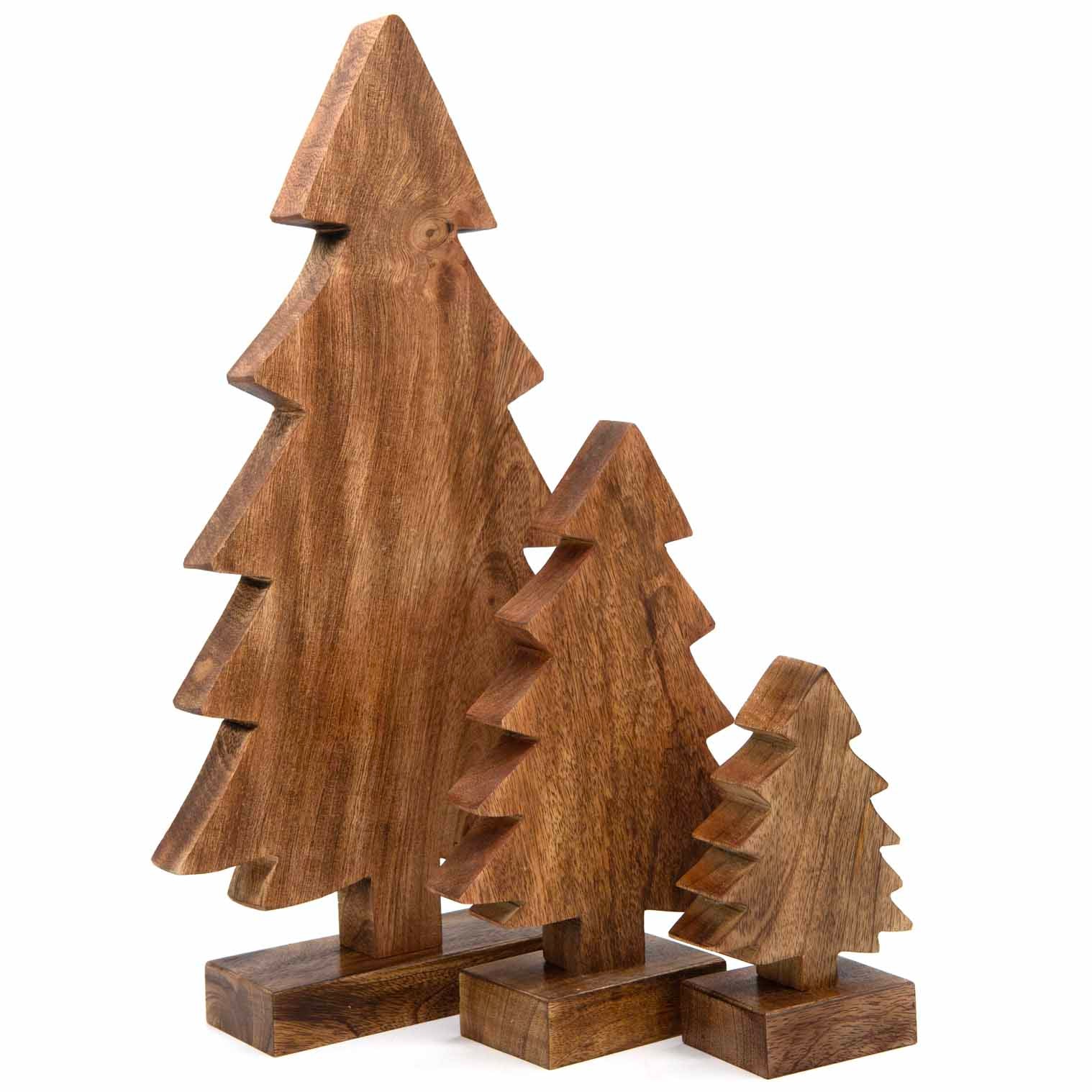 Carved Mango Wood Christmas Tree, Medium