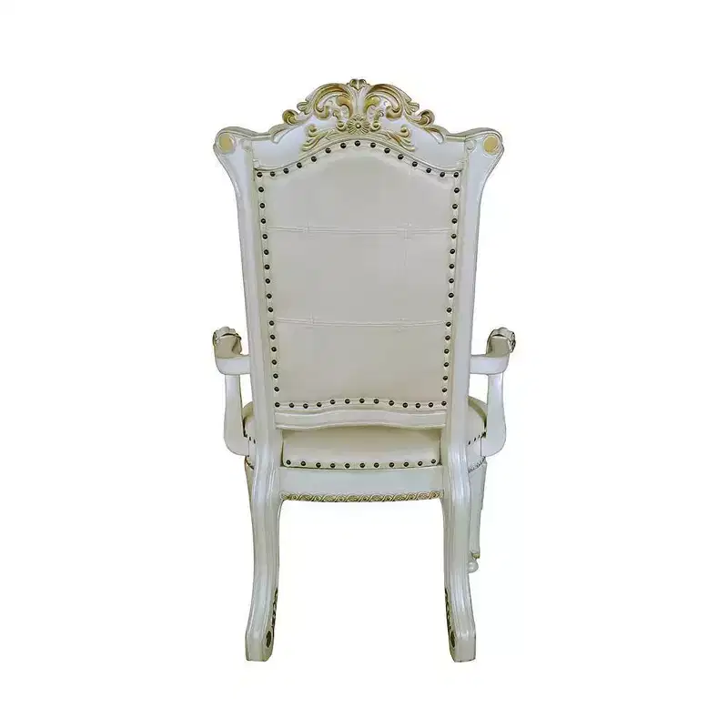 24" Vendome Accent Chair Synthetic Leather/Antique Pearl Finish - Acme Furniture
