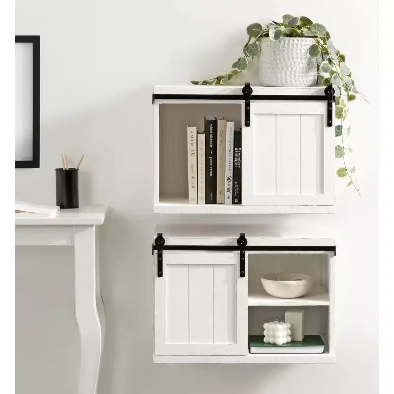 Kate and Laurel Cates Wood Floating Side Table with Cabinet