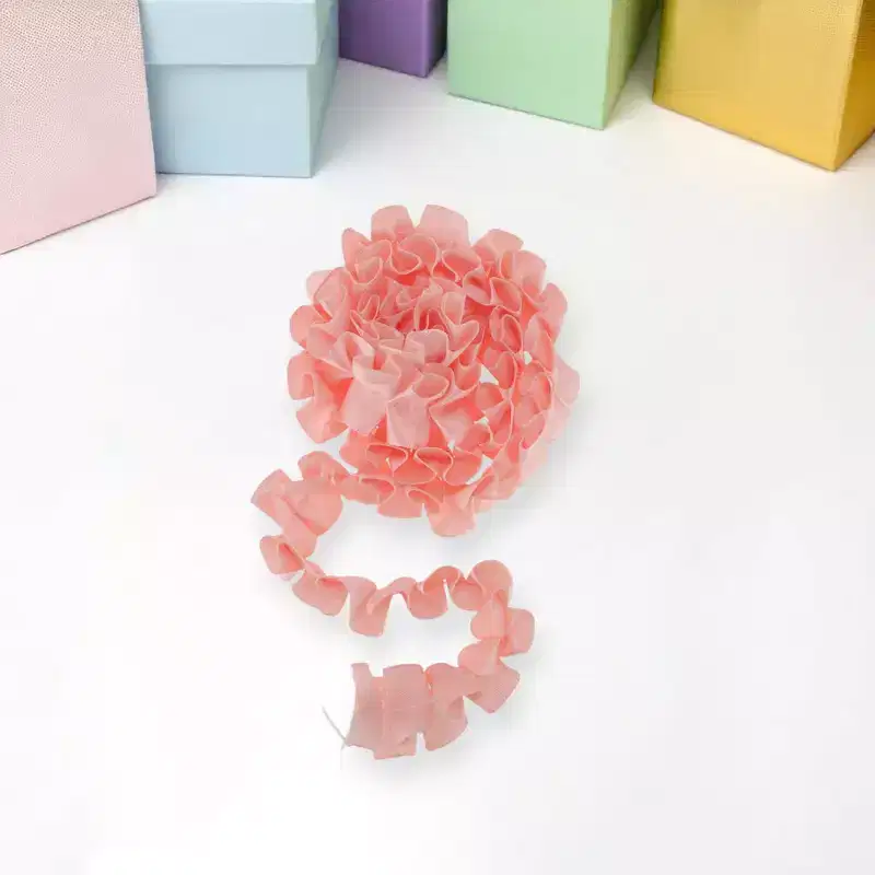 Unique Bargains Ribbon Crinkle with Double Ruffle Hem Polyester 35.83x0.98 1 Pc