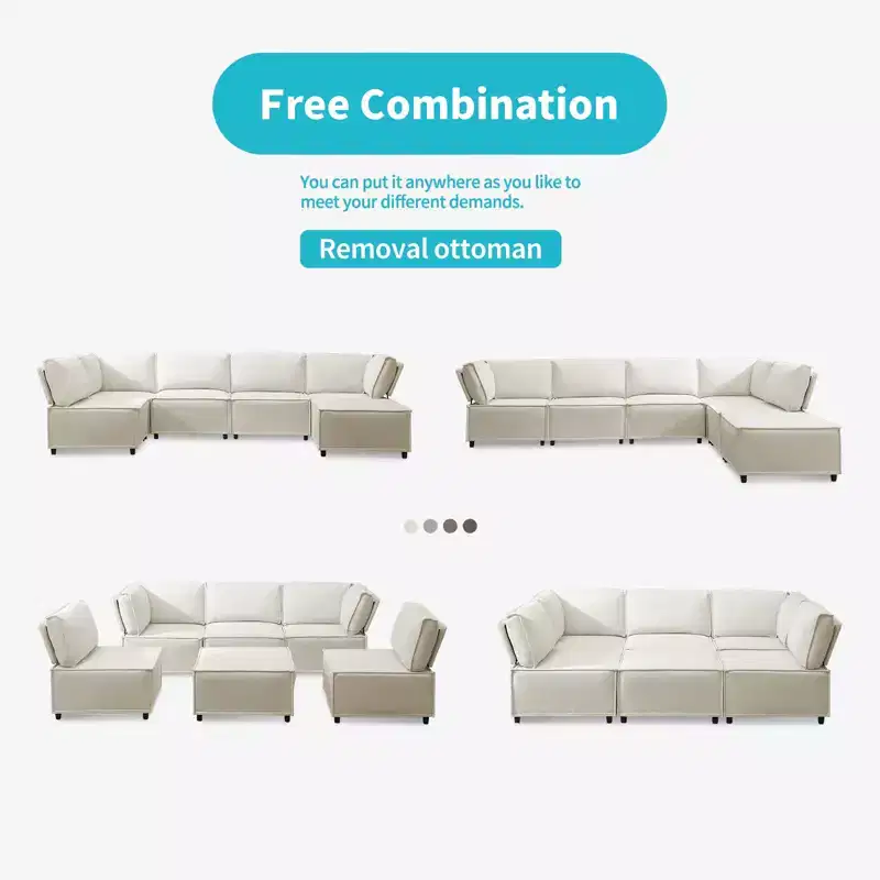 Mjkone Modular U/L-Shaped Sectional Sofa Couch with Ottoman, Convertible Oversized Modern Reversible Sleeper Sofa