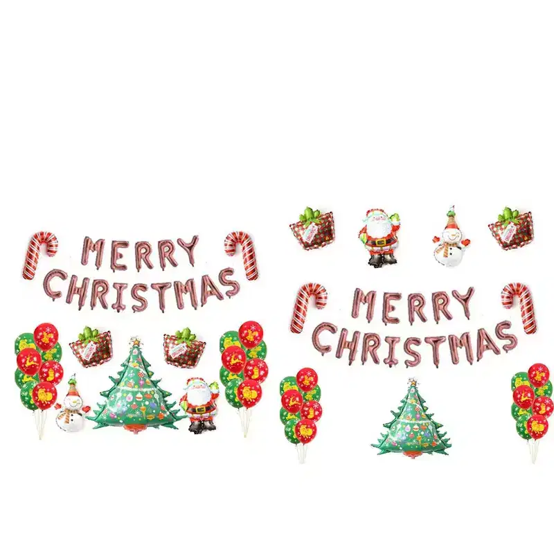 Home Collection Christmas Party Balloons Banner Set Santa Claus Xmas Tree