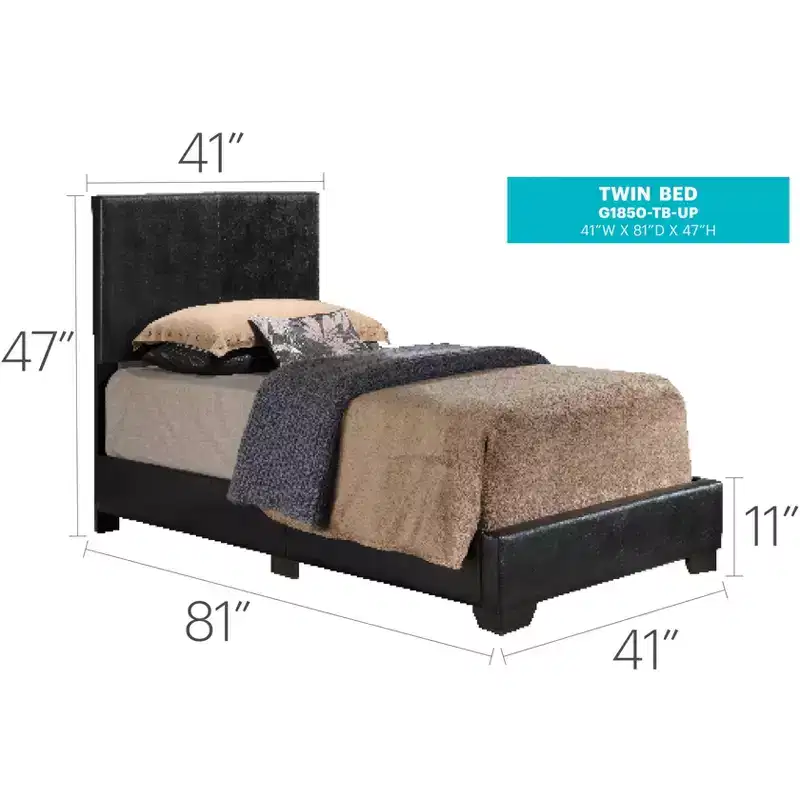 Passion Furniture Aaron Upholstered Twin Panel Bed