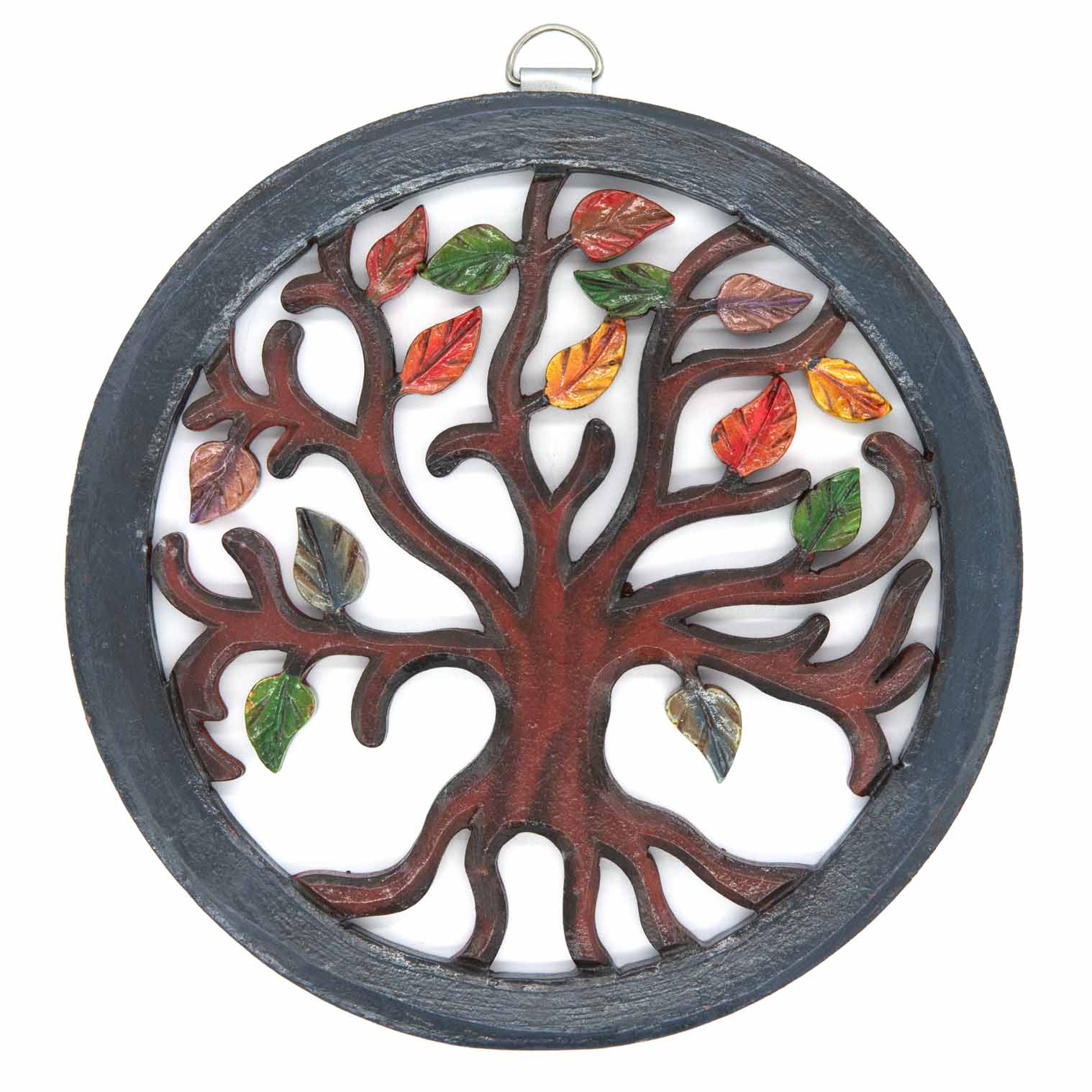 Tree of Life Circle Plaque with Autumn Leaves