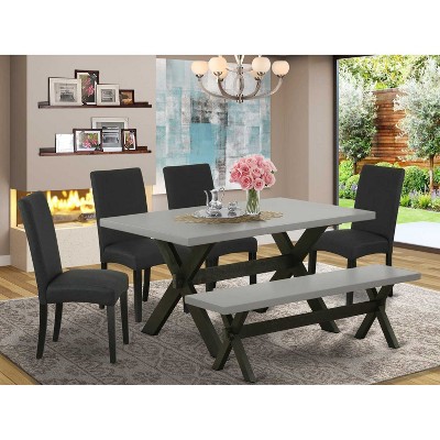 6-Piece Natural Oak Finish Solid Wood Top dining Table with 1-Bench and 4-Chairs with