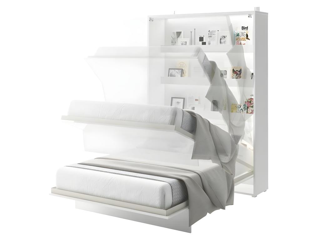 Meublori Armoire Lit escamotable Horizontal 120x200 cm Chêne Meublori Lit Rabattable Lit Mural Consus