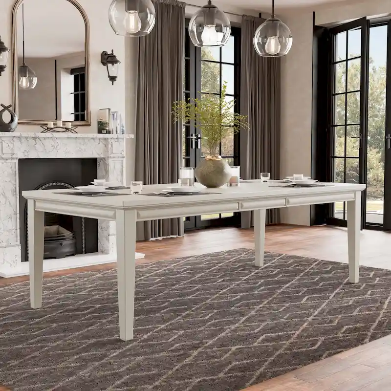 Modern 90-Inch Wood Extendable Dining Table with 18-Inch Leaf | Seats 8-10