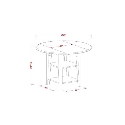 HomeStock 5-Pc Linen White Finish Solid Wood Top - Round Dining Room Set with Dropleaf - Seats 4