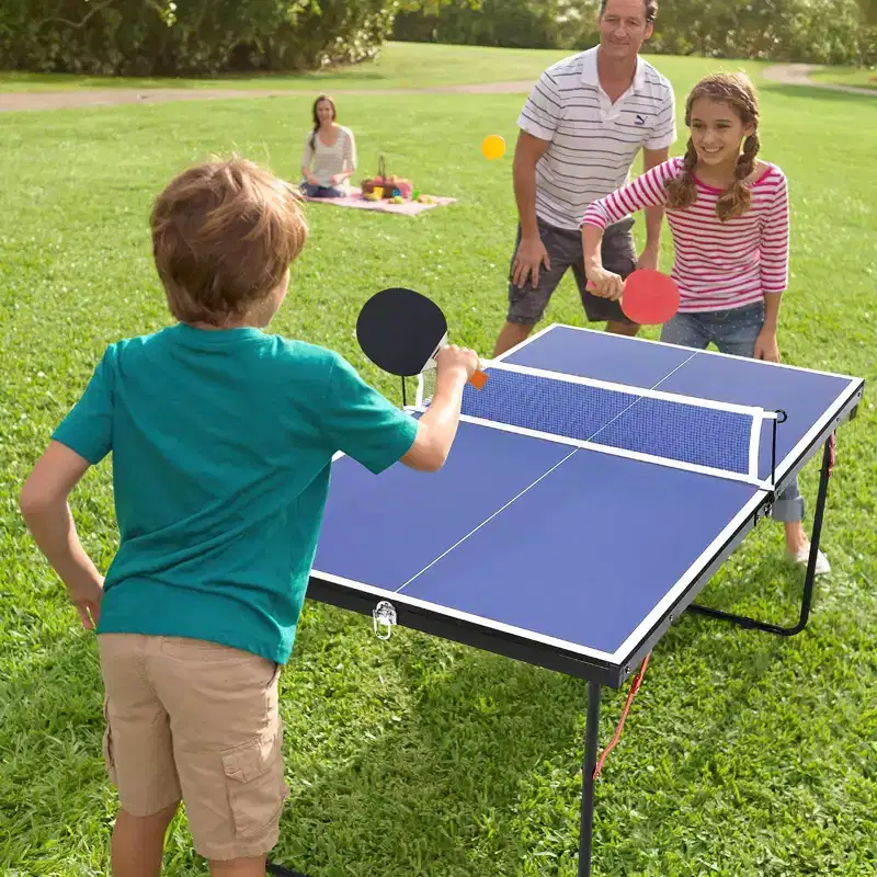 Foldable Table Tennis Table Portable Ping Pong Table with Net & 2 Paddles & 3 Balls
