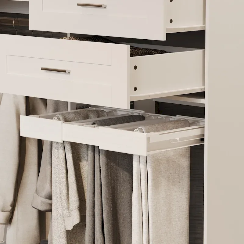 Corner Wardrobe Closet with 2 Hanging Rods, Pants Rack, and Shoe Storage Organizer Armoires