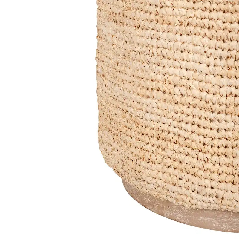 Handwoven Natural Raffia Ottoman Accent Table