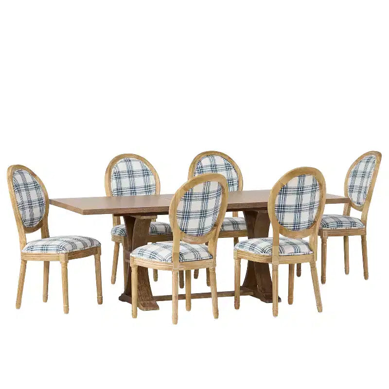 Christopher Knight Home Derring 7 Pieces French Country Upholstered Wood Expandable Dining Set