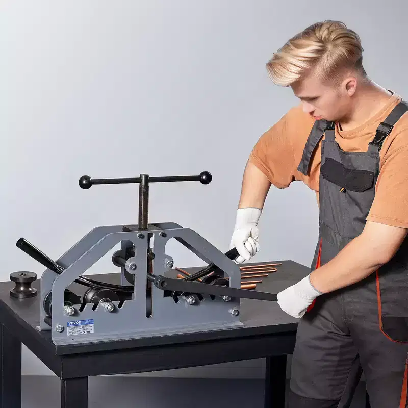 VEVOR Tube Roller Bender, Max 1-1/2 Manual Tube Pipe Roller Bender with 6 Dies, 360 Copper Aluminum Pipe Bending Tool for Square, Round Tube
