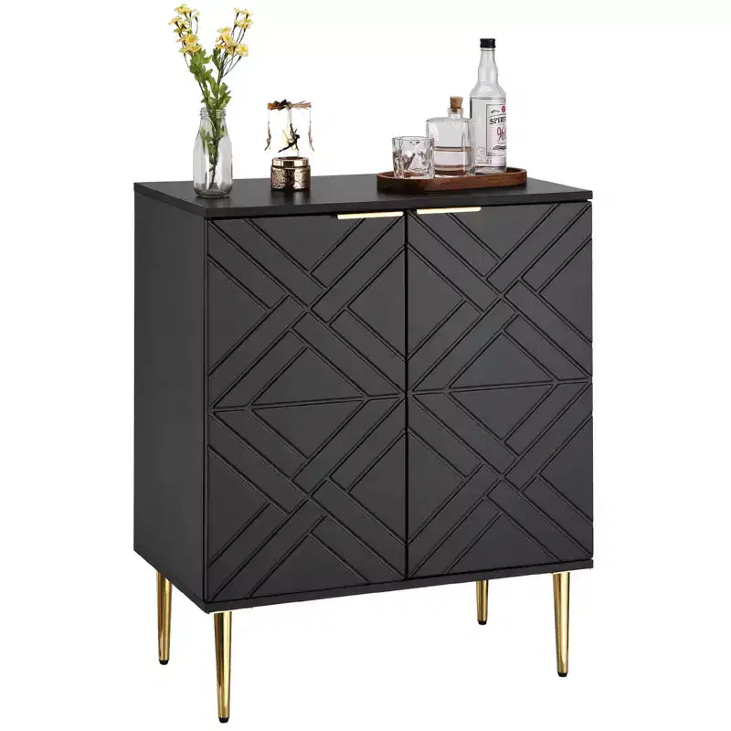 COZONY 34.5 Sideboard Storage Cabinet with 2 Decorative Embossed Pattern Doors, Modern Accent Buffet Cabinet for Kitchen, Dining & Living Room