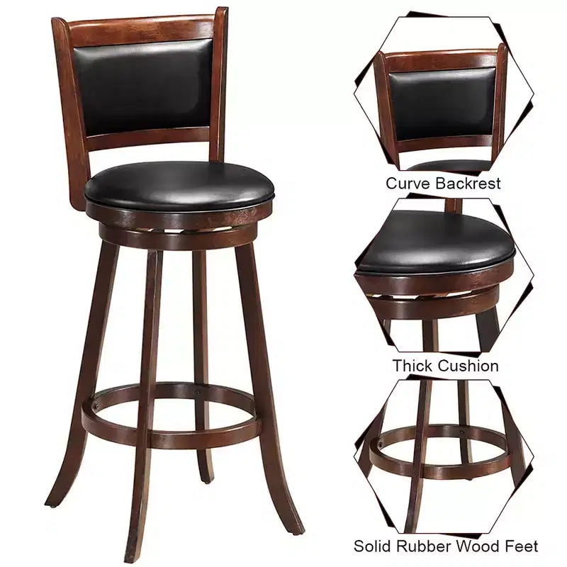 3pcs Pub Table Set 30'' Round Bar Height Table & 2pcs Swivel Bar Stools