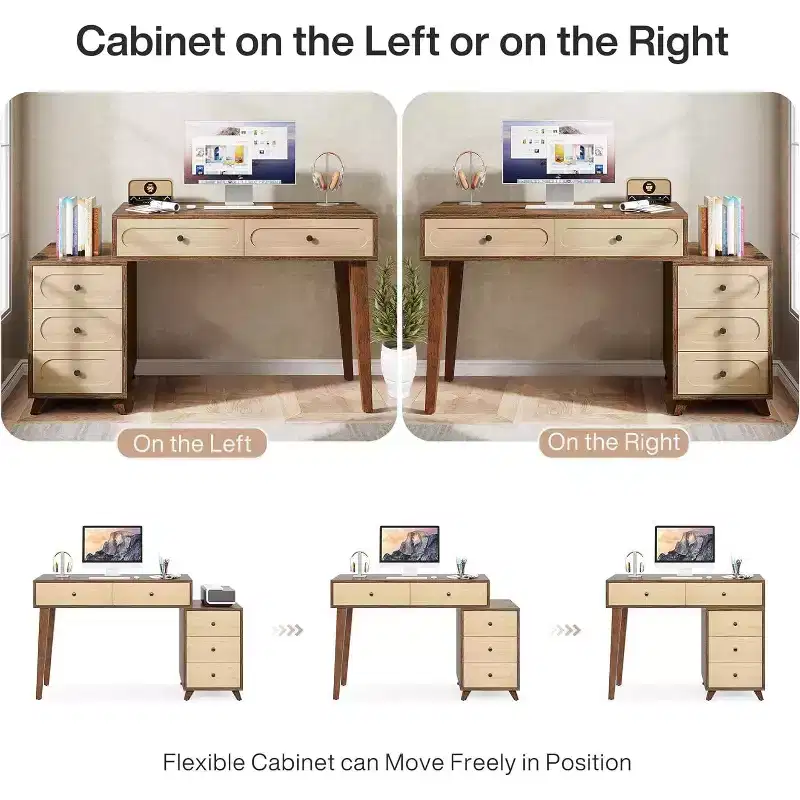 Lantine 51-Inch Computer Desk with 5 Drawers
