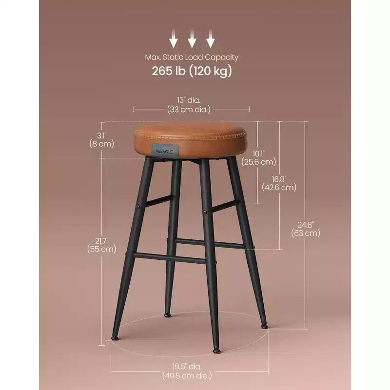 EKHO 24.8-Inch Tall Bar Chair Set of 2, Counter Height Bar Stools, Kitchen Counter Stools