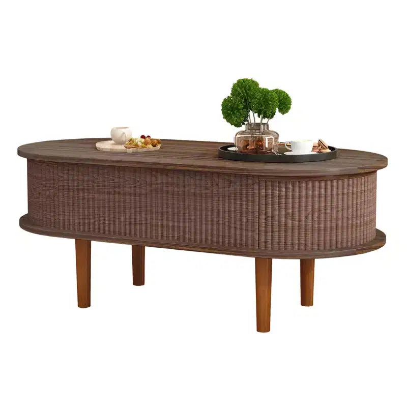 NAYSAYE Lift Top Coffee Table End Table Fluted Wooden Center Table with Hidden Storage for Living Room Office, Dark Brown, 40*18.89*15.75