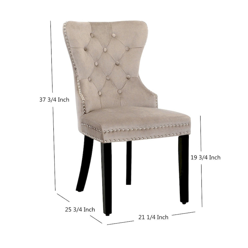 Grandview Tufted Upholstered Dining Chair (Set of 2) with Nailhead Trim and Ring Pull